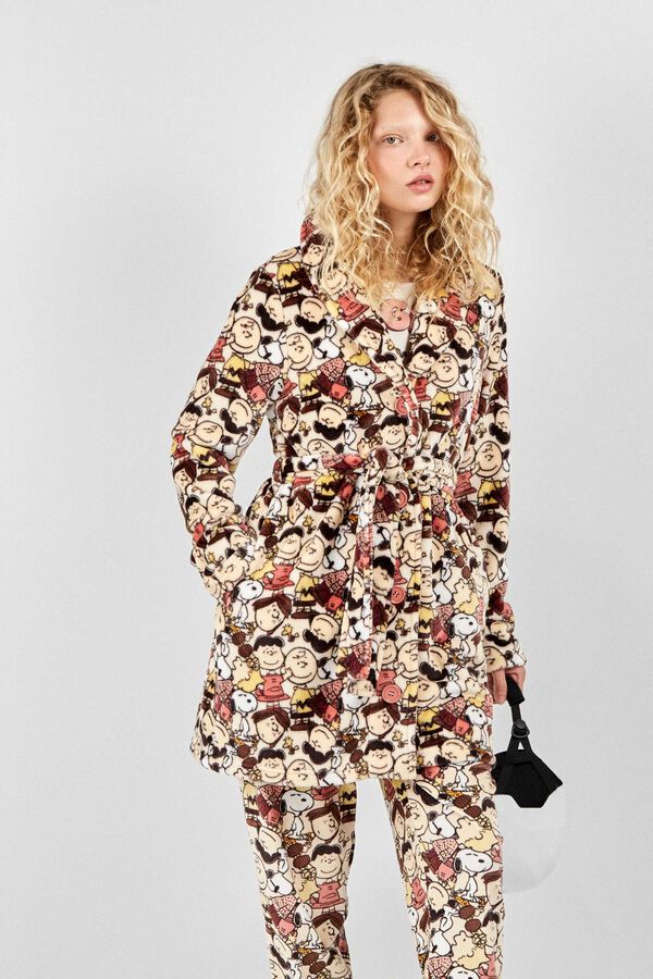 Gisela Snoopy print button-up robe Wei&szlig;