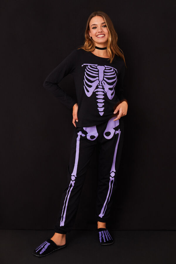 Womensecret 100% cotton black Skeleton pyjamas black