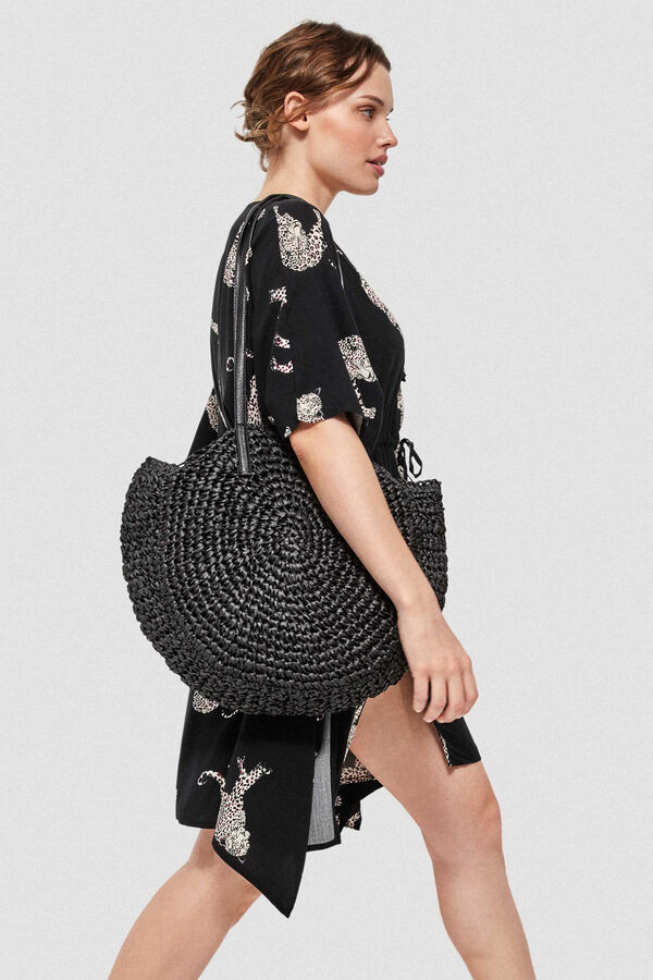 Gisela Round raffia bag noir