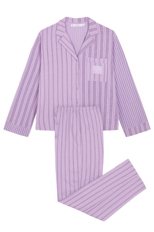 Women'secret Lilac striped classic pyjamas pink