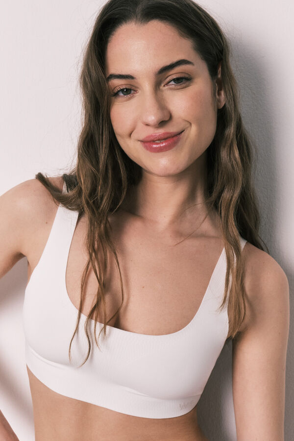 Women'secret White microfibre plain clean cut top beige