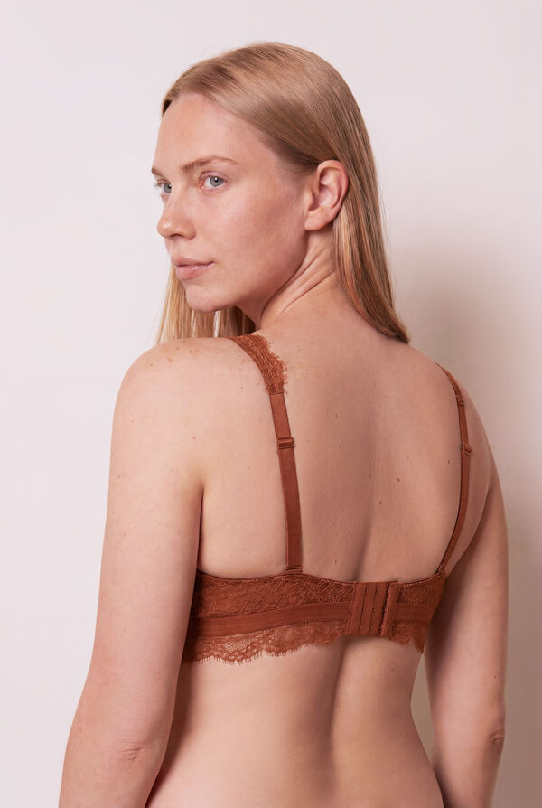 Women'secret Soutien halter com enchimento em renda marrom INTUITIVE cru
