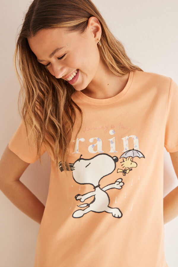 Womensecret Narančasta pidžama Snoopy od 100 % pamuka Narančasta
