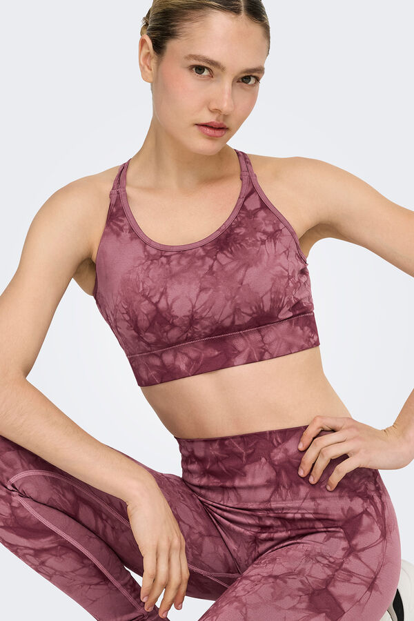 Only Play Nahtloser Sport-BH mit Batikmuster Rosa