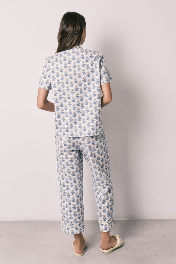 Women'secret Printed cotton capri pyjamas blue