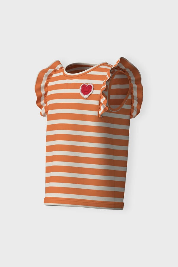 Womensecret Camiseta niña sin mangas de rayas naranja