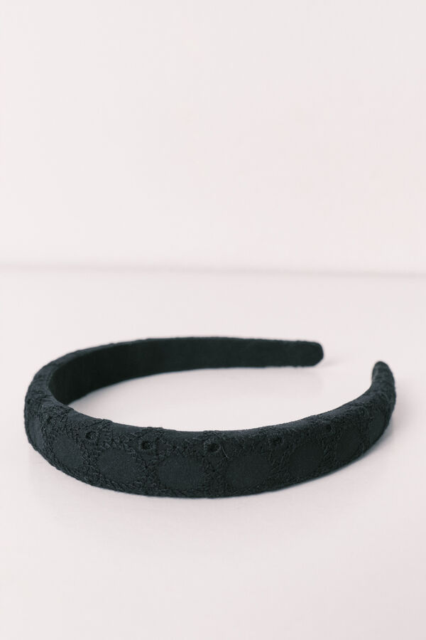 Women'secret Schwarzes haarband mit schweizer stickerei Schwarz