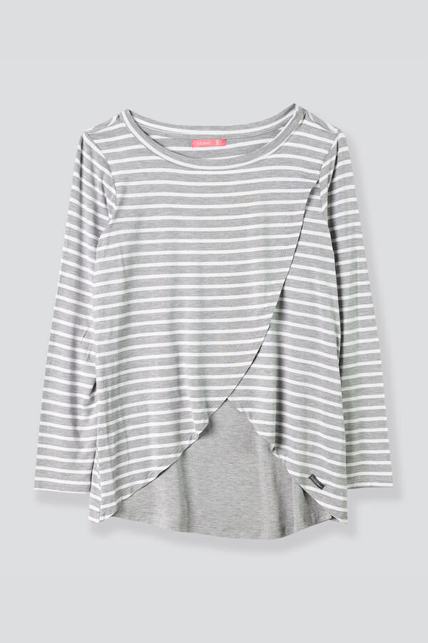 Womensecret Maternity nursing crossover T-shirt with stripes gris