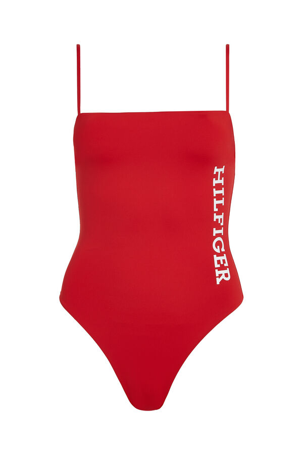 Womensecret Tommy Hilfiger strappy swimsuit burgundia