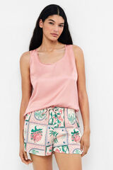 Gisela Short sat&eacute;n print mosaico floral blanco