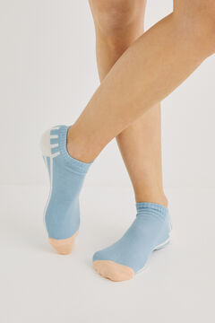 Womensecret Blue striped cotton ankle socks pink