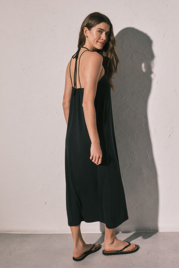 Women'secret Robe longue fluide noire noir