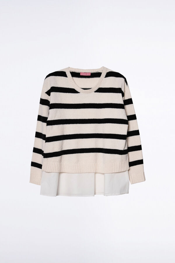 Ohma! Jersey de chenilla a rayas con blusa blanco