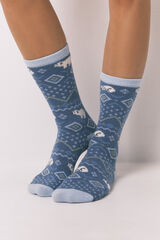 Women'secret Long polar bear print socks blue