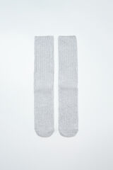 Women'secret Grey lurex ribbed long socks grey