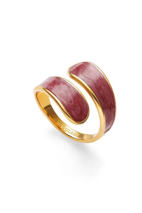 Singularu Anillo Abbraccio Granate Acero Ba&ntilde;o Oro amarillo