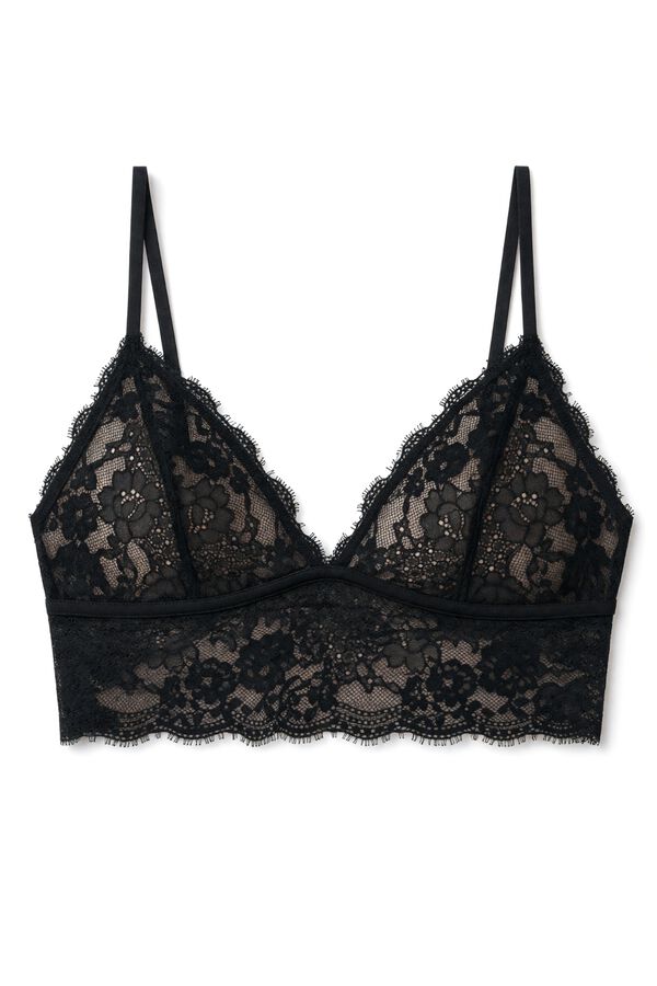 Women'secret Black lace triangle bralette bra black