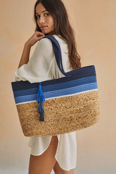 Womensecret Navy blue beach basket bag beige