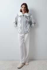 Women'secret Robe de chambre veste &agrave; losanges fermeture &eacute;clair gris