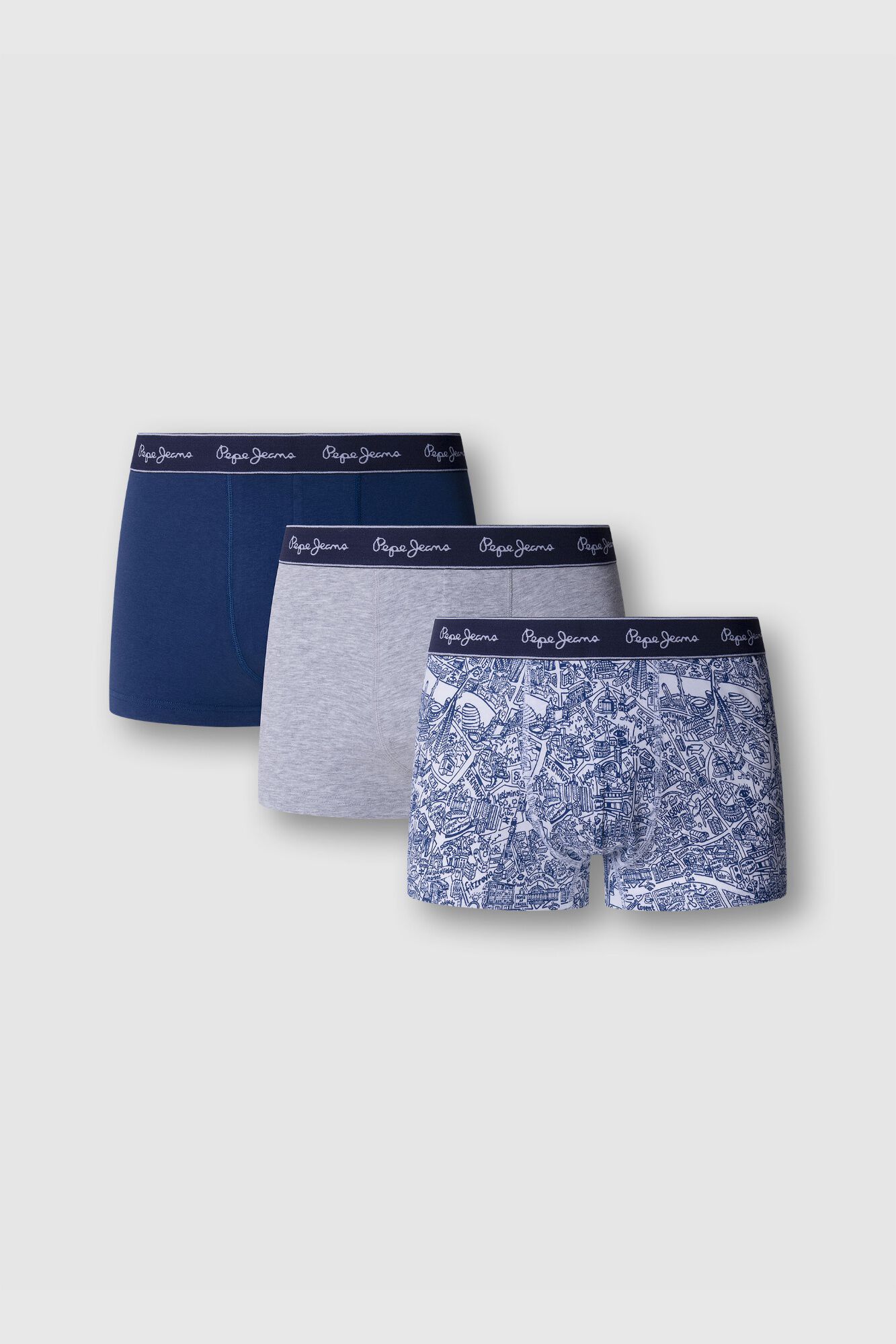 Pepe Jeans Pack 3 boxer liso e estampado