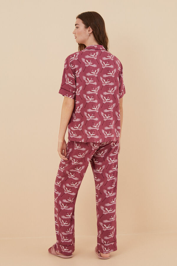 Womensecret Pijama camisero estampado garzas Moniquilla rosa