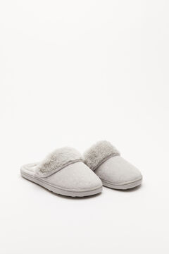 Womensecret Grey polka-dot velour slippers grey