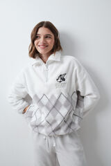 Women'secret Mickey diamond print fleece long pyjamas beige