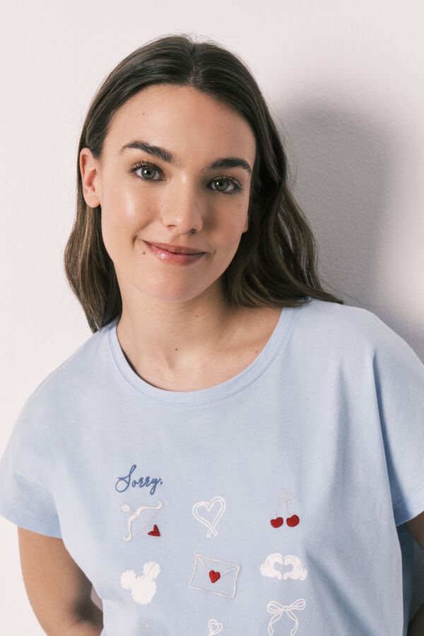 Women'secret Pyjama long &agrave; manches courtes en coton Mickey bleu