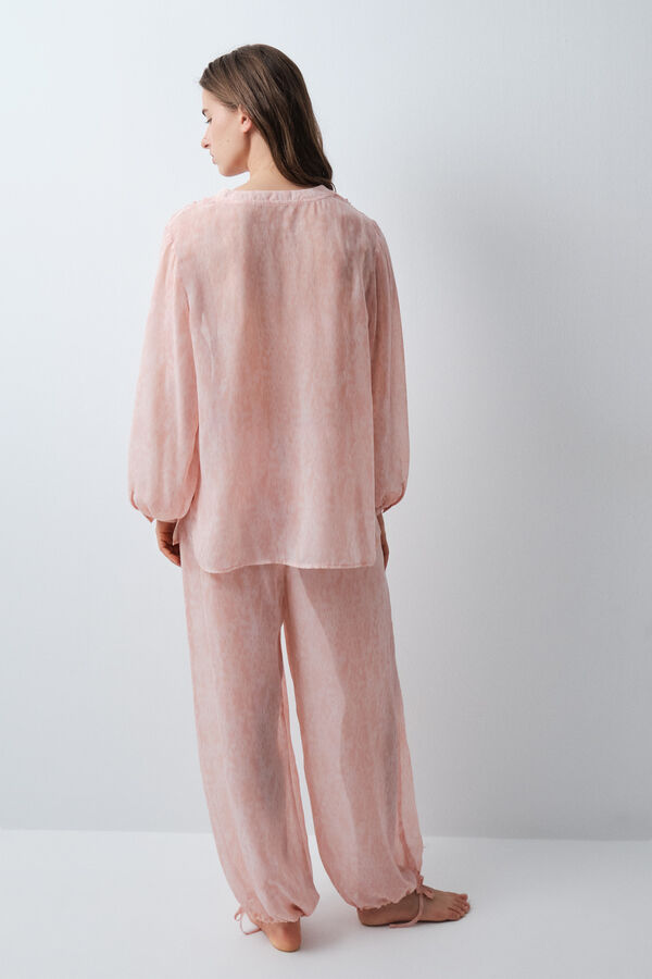 Women'secret Pijama largo pantal&oacute;n abullonado naranja