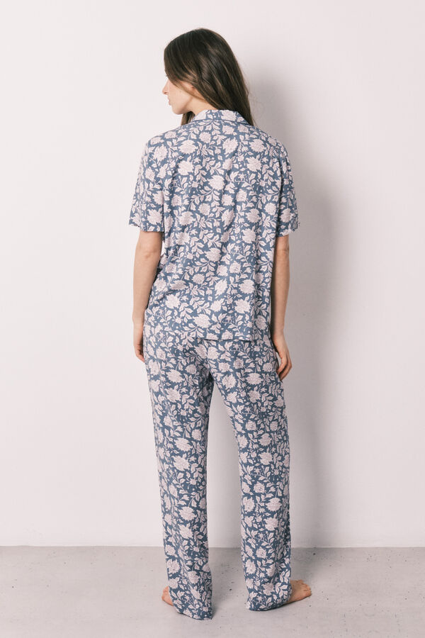 Women'secret Viscose floral print classic pyjamas blue