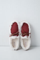 Women'secret Burgundy faux fur loafer slippers red