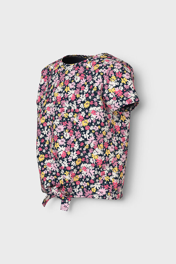 Womensecret Girl's floral print T-shirt Plava