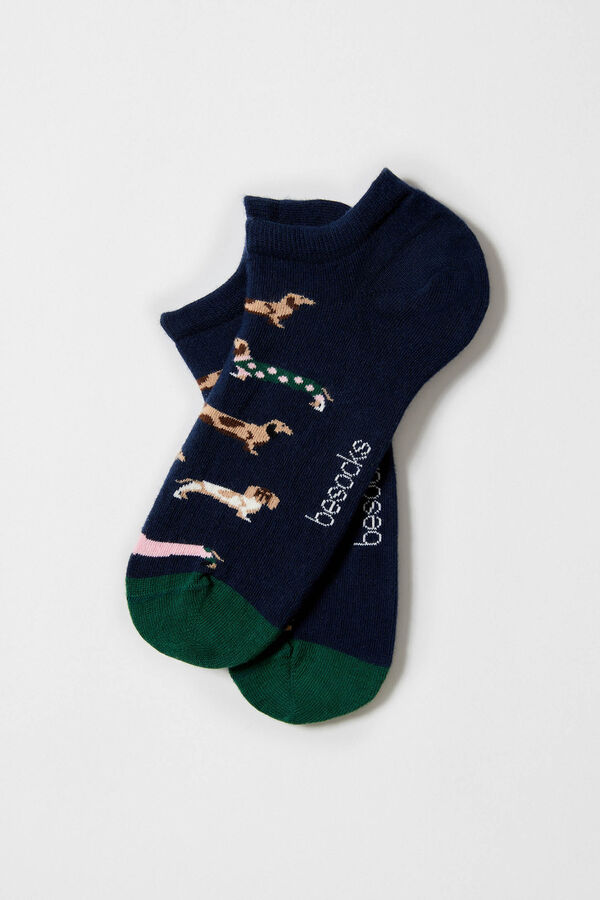 Besocks Calcetines tobilleros perro salchicha azul