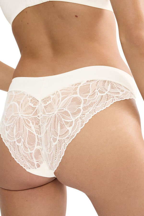 Triumph Braga cadera alta microfibra encaje marfil