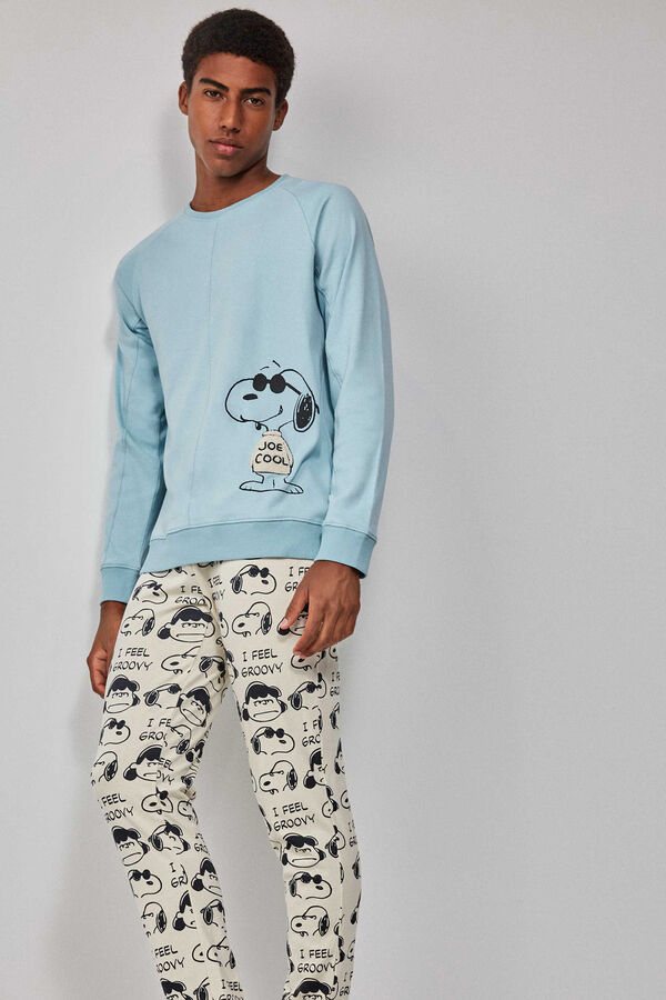 Gisela Pijama largo de hombre Snoopy azul