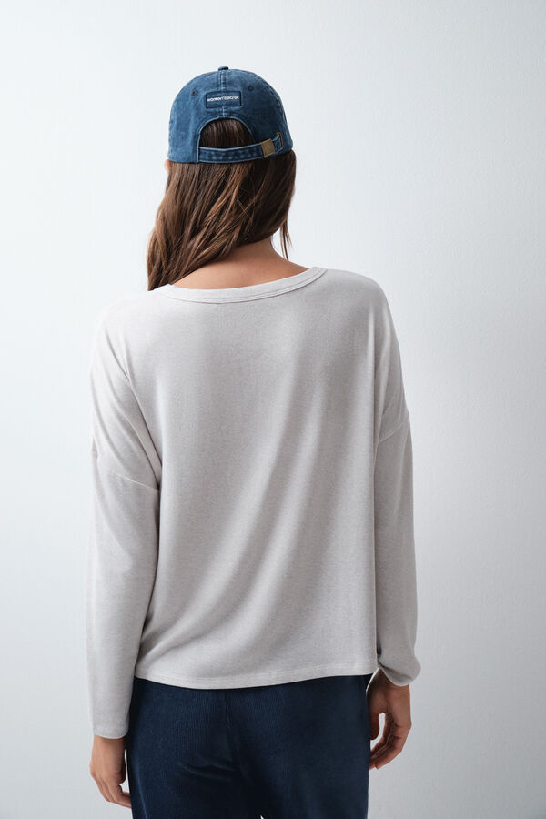Women'secret Grey soft touch jersey-knit T-shirt grey
