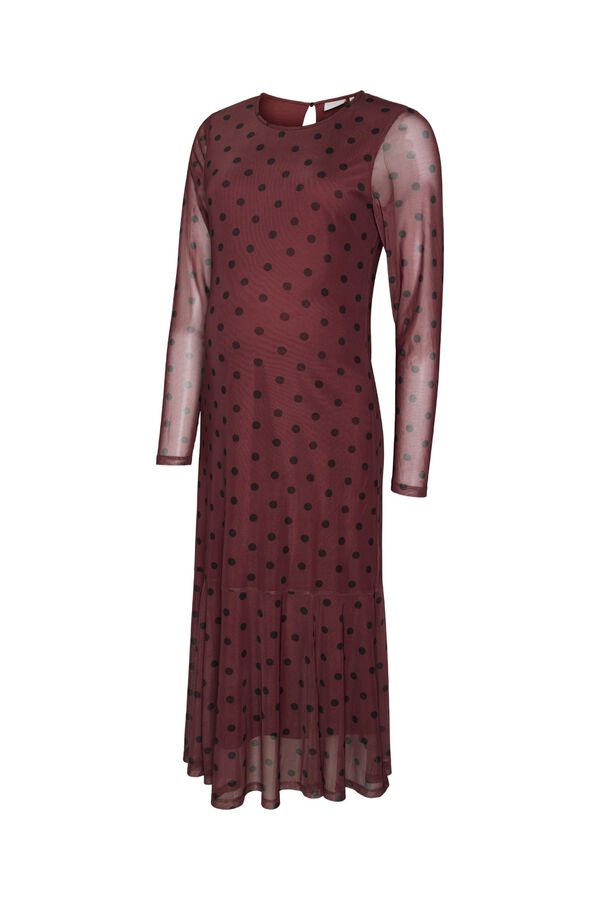 Mamalicious Polka-dot maternity midi dress pink