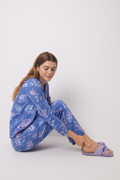 Womensecret Pijama camisero soft touch azul flores azul