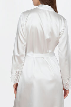 Womensecret Robe de mulher Ivette Bridal curto acetinado em branco beige