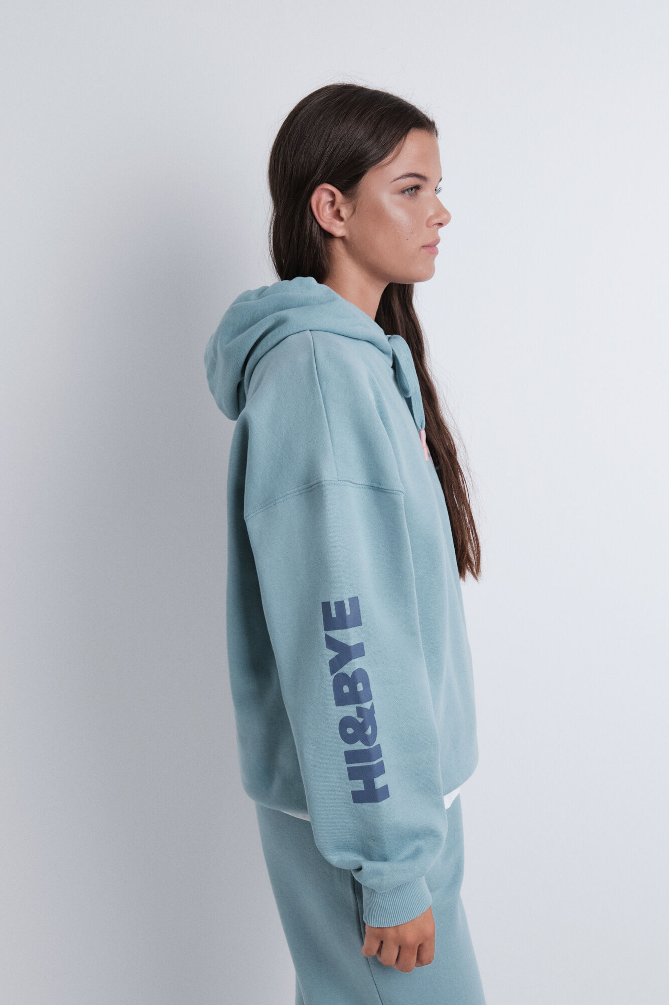 HI&BYE Green plush hood sweatshirt