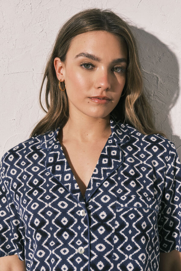 Women'secret Blue printed classic pyjamas blue