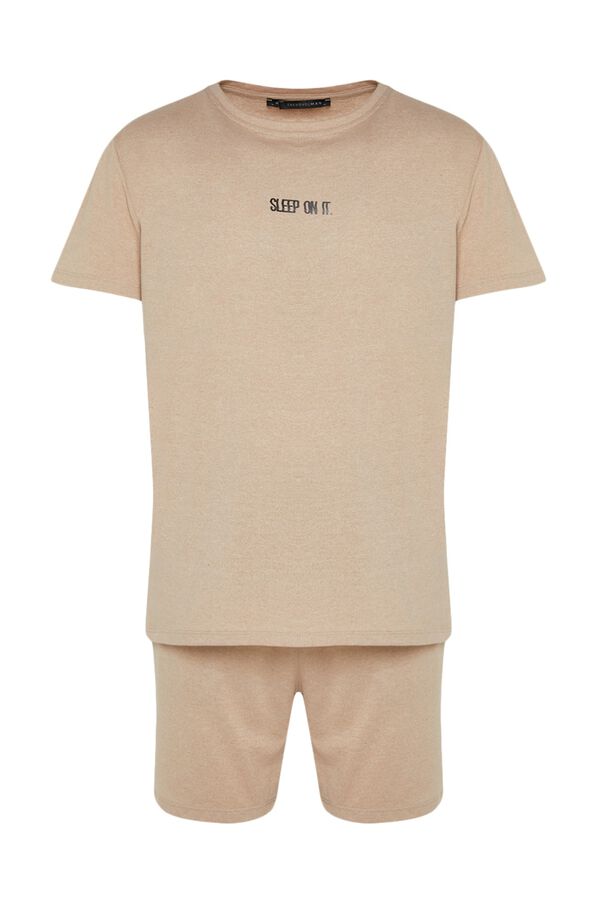 Trendyol Plain short pyjamas set brown