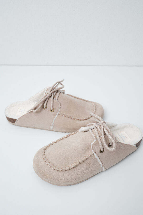 Women'secret Brown lined loafer slippers nude