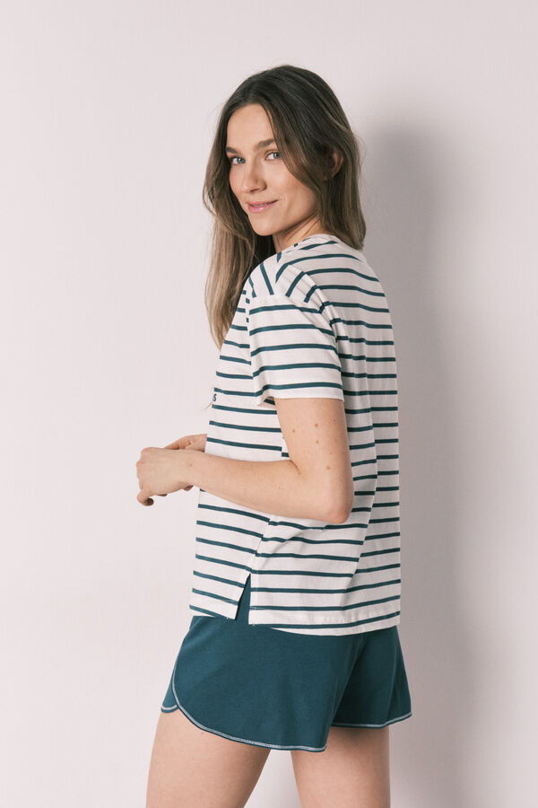 Women'secret Striped short pyjamas HELLO KITTY white