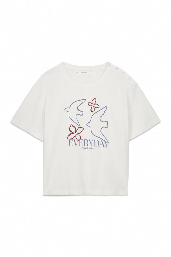 Women'secret White 100% cotton short sleeve T-shirt beige