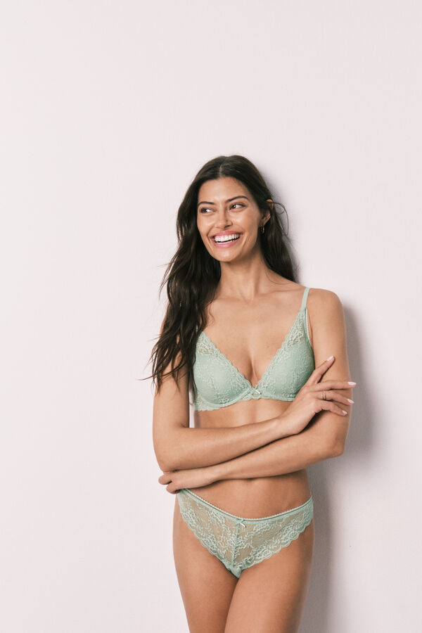 Women'secret Green lace padded halterneck bra INTUITIVE green