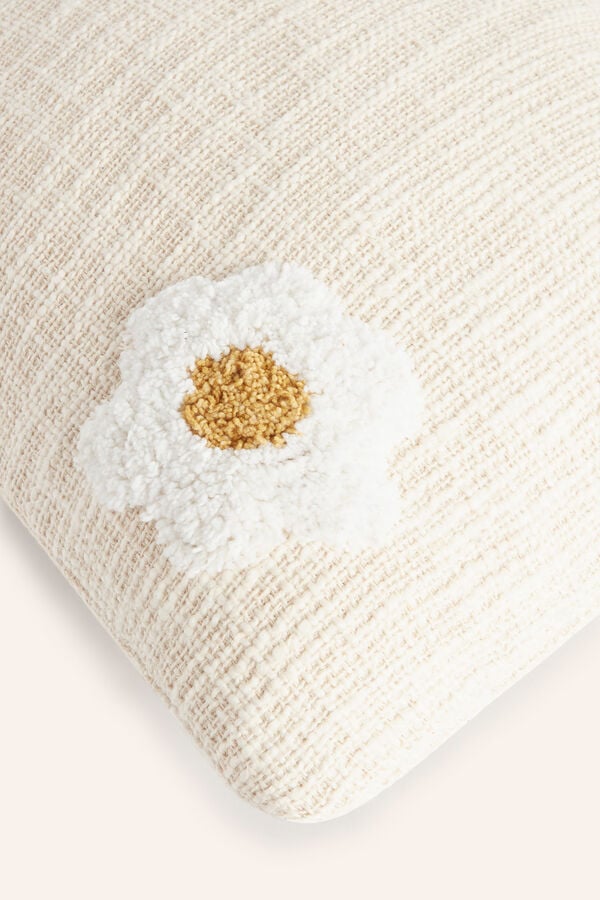 Womensecret Fiore ecru cushion cover with embroidered flowers imprimé