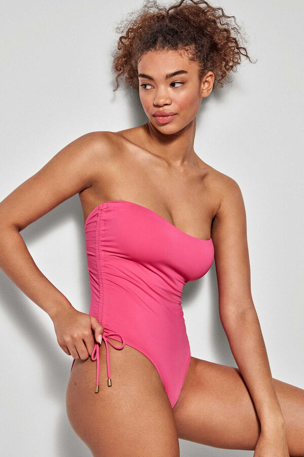 Womensecret Non-wired swimsuit with foam padding and detachable straps rózsaszín