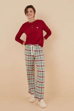 Womensecret Pantalon pyjama à carreaux coton vert imprimé
