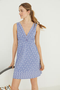 Womensecret Short blue printed 100% cotton nightgown blue